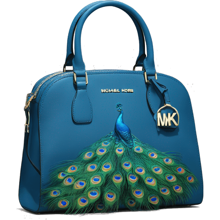 Realistic peacock blue color michael kors satchel purse. emoji