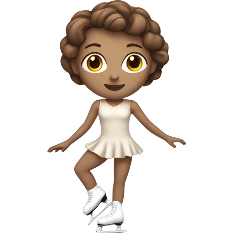 White Figure skater with brown hair wearing a skating dress emoji