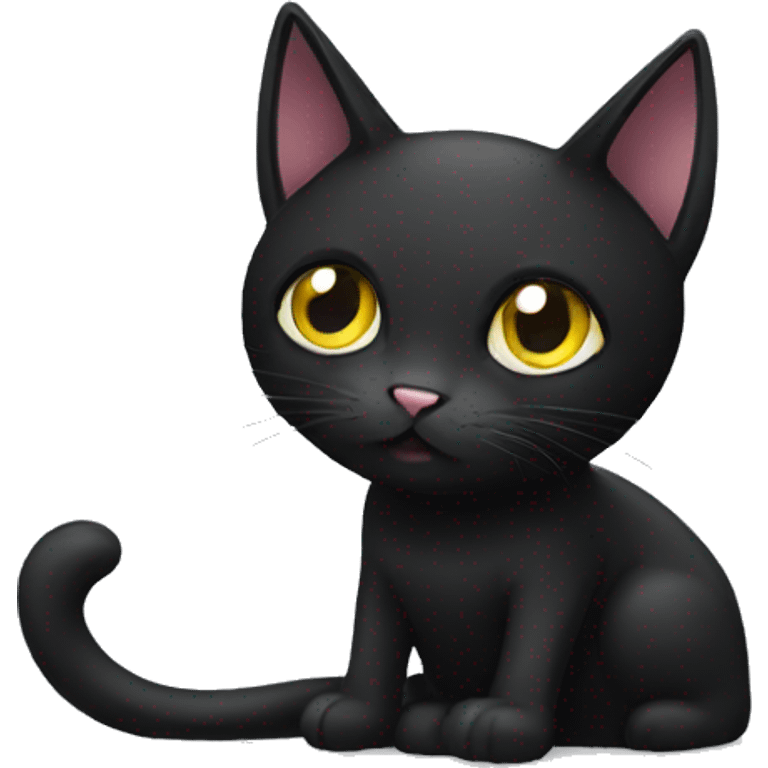 A black cat with with eyes emoji