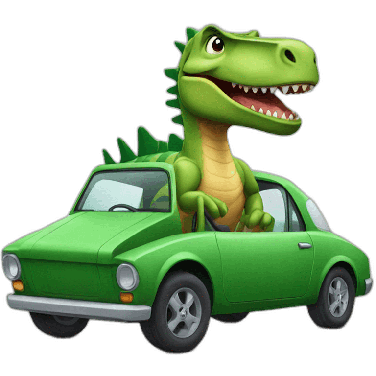 dinosaur sur une voiture emoji