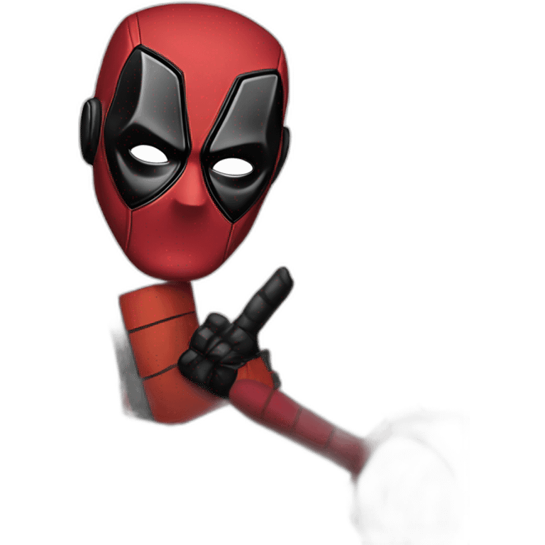 Deadpool with hand up and two finger winner emoji