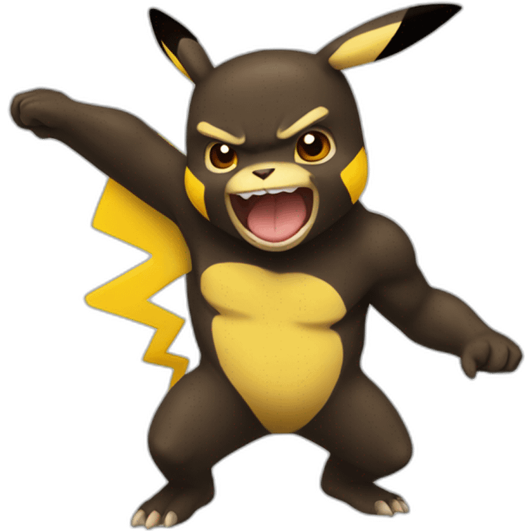 Pikachu attaque un chimpanzé emoji