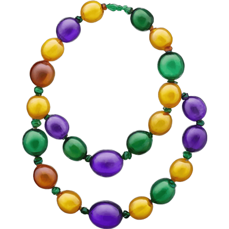 Realistic full image transparent glass mardi gras color bead necklaces. emoji