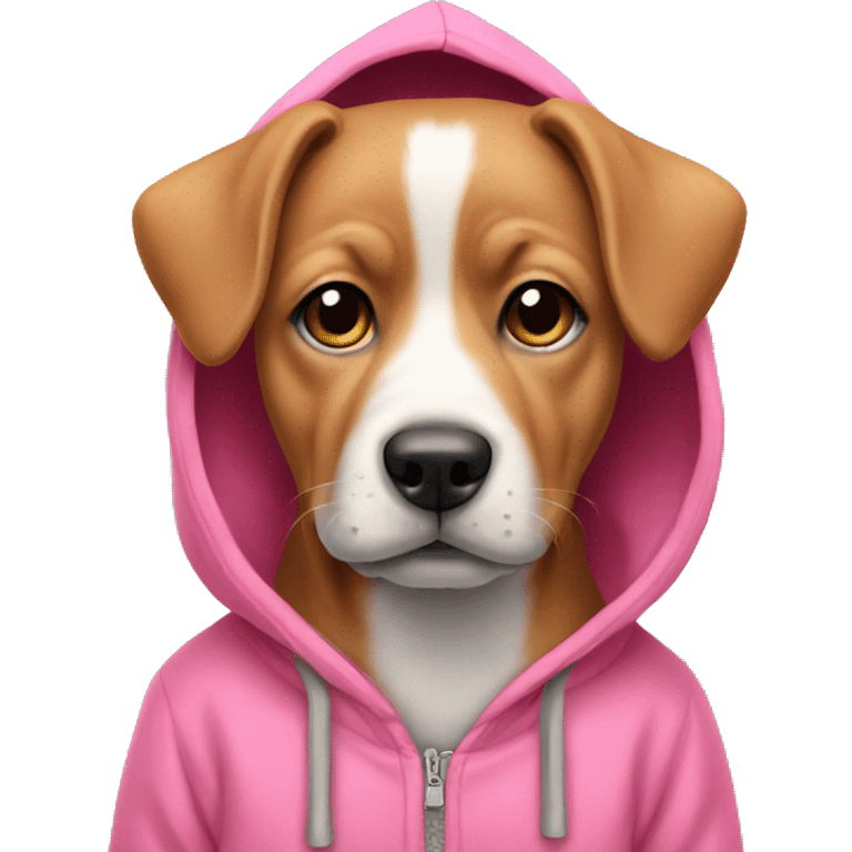 Dog wearing a pink hoodie  emoji