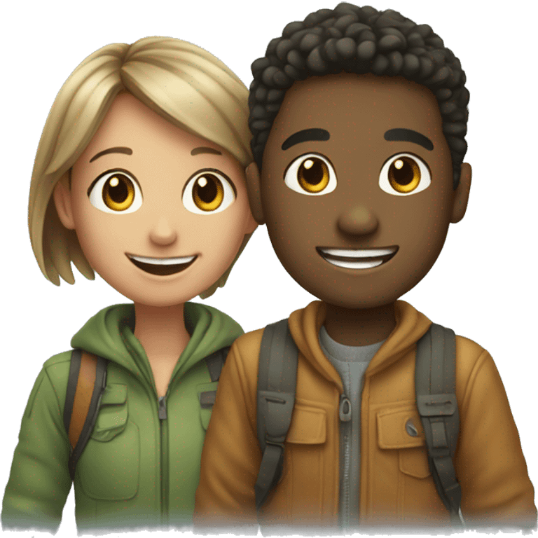 smiling girl and boy outdoors emoji