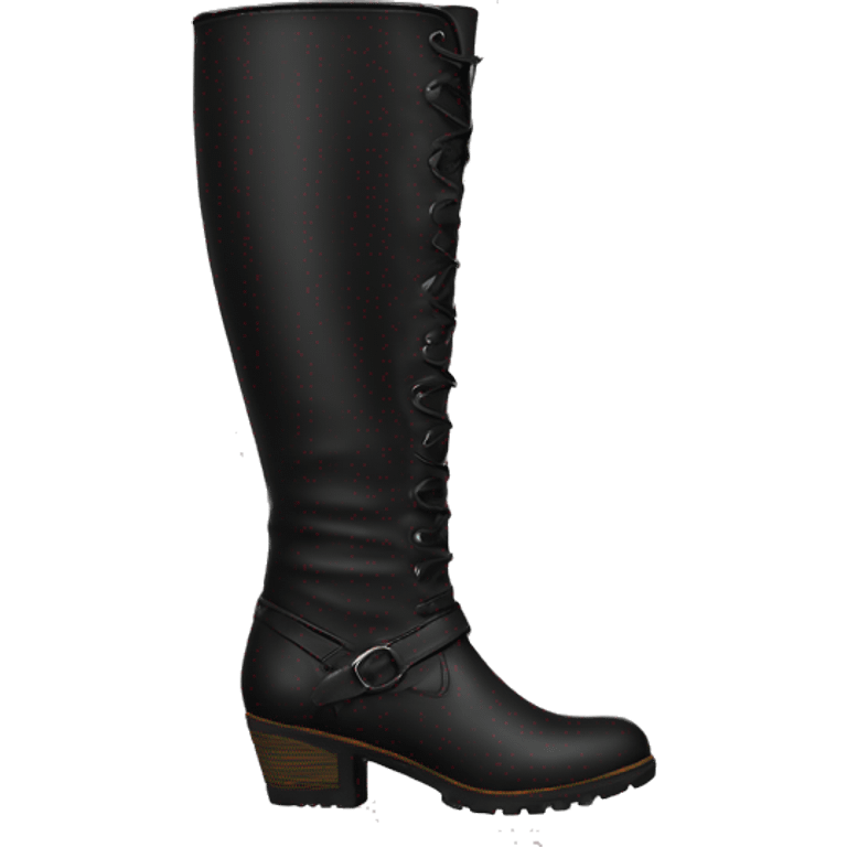 Black leather knee high boots Without a heel emoji