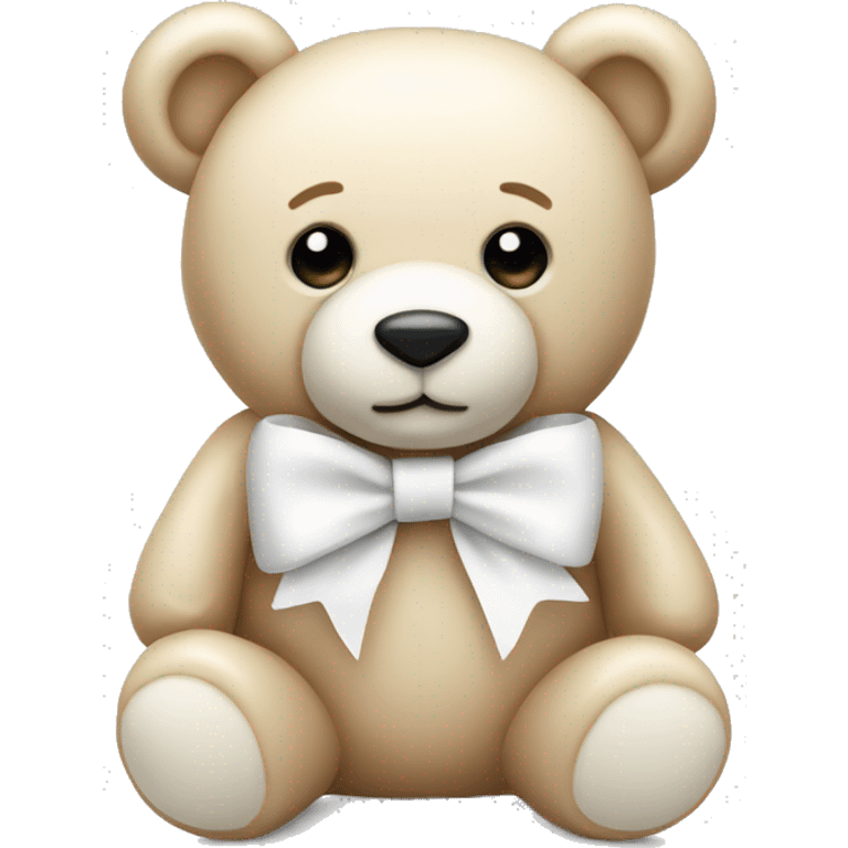 Cream teddy bear with white bow   emoji