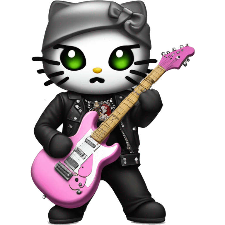 hello kitty as a heavy metal fan emoji