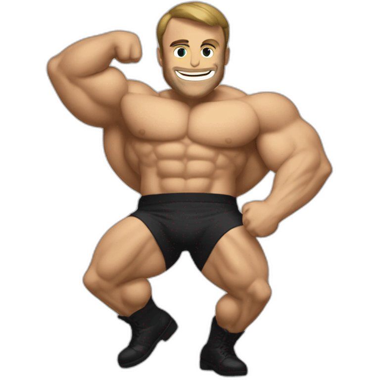 macron with muscles partying emoji