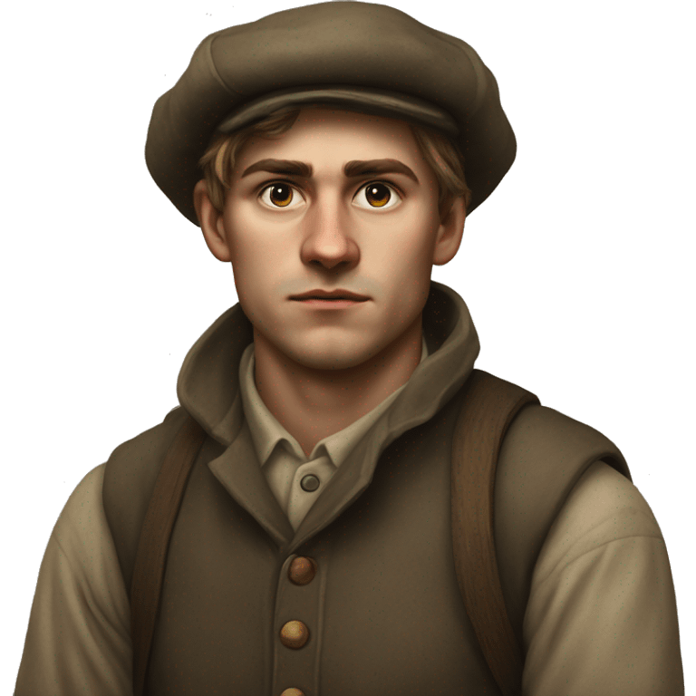 25 year old peasant during the 1917 revolution in russia photorealistic serious emoji