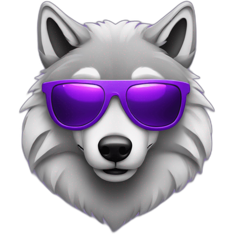 Grey wolf with purple shutter shades emoji