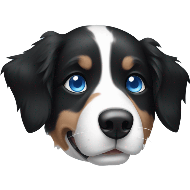 Short haired border collie, black and white face with blue eyes emoji