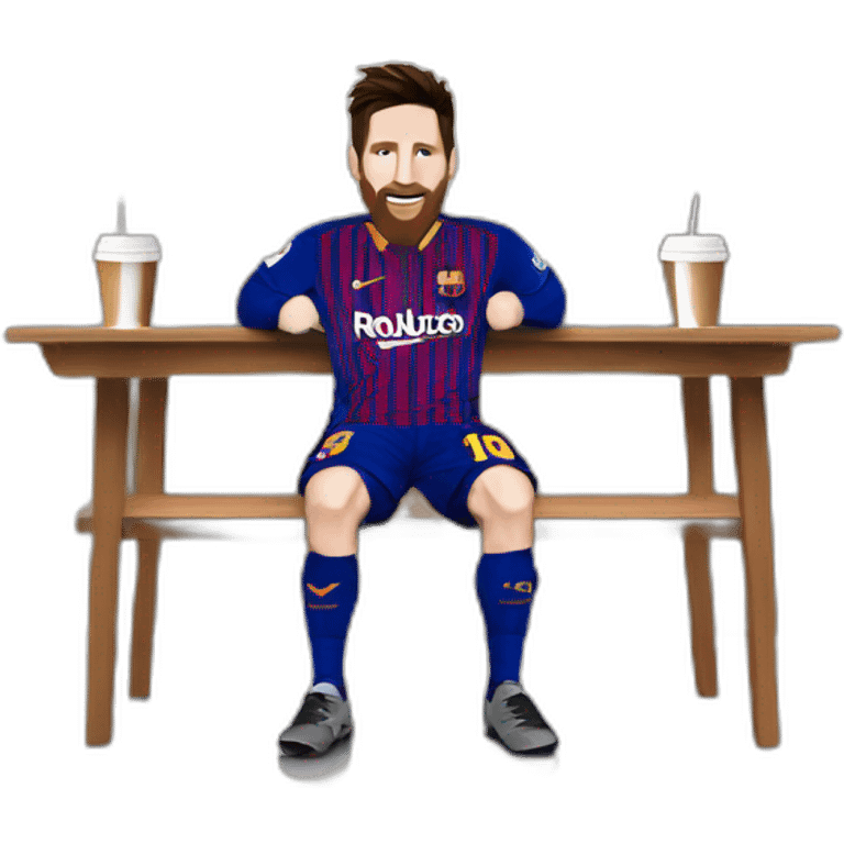 lionel messi with a cafe emoji