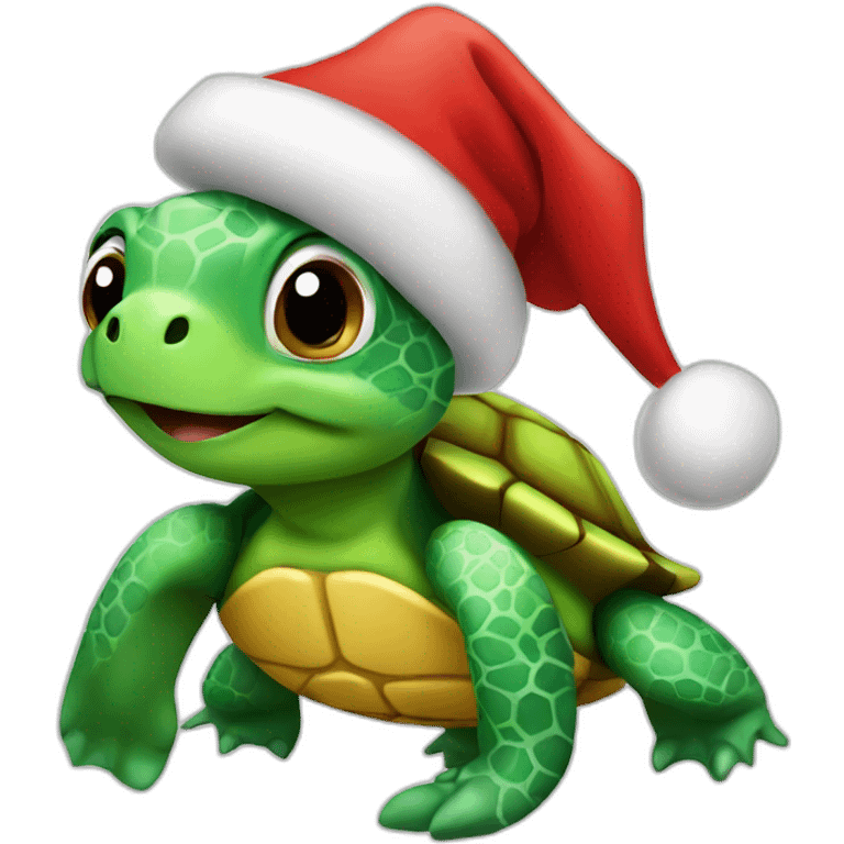 Turtle with Christmas hat emoji