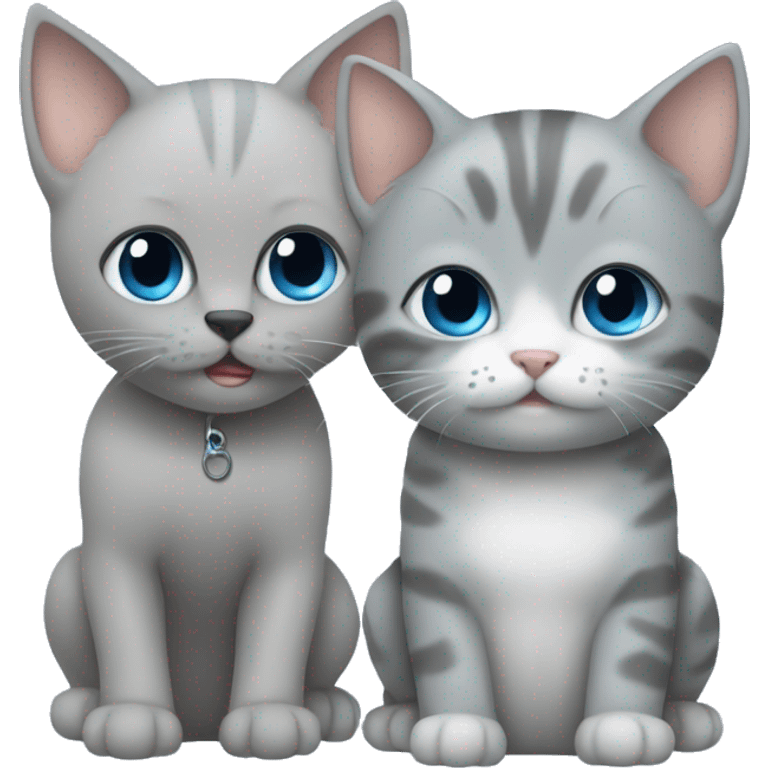 blue eyes grey kitten and poo are friends emoji