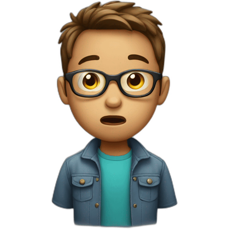 Scared little boy wearing glasses  emoji