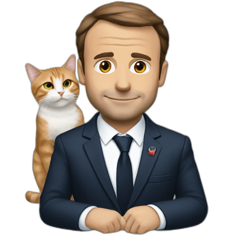 Macron avec un chat emoji