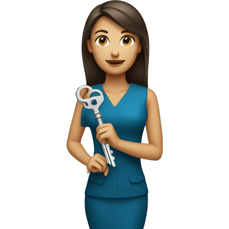 female professional holding key emoji