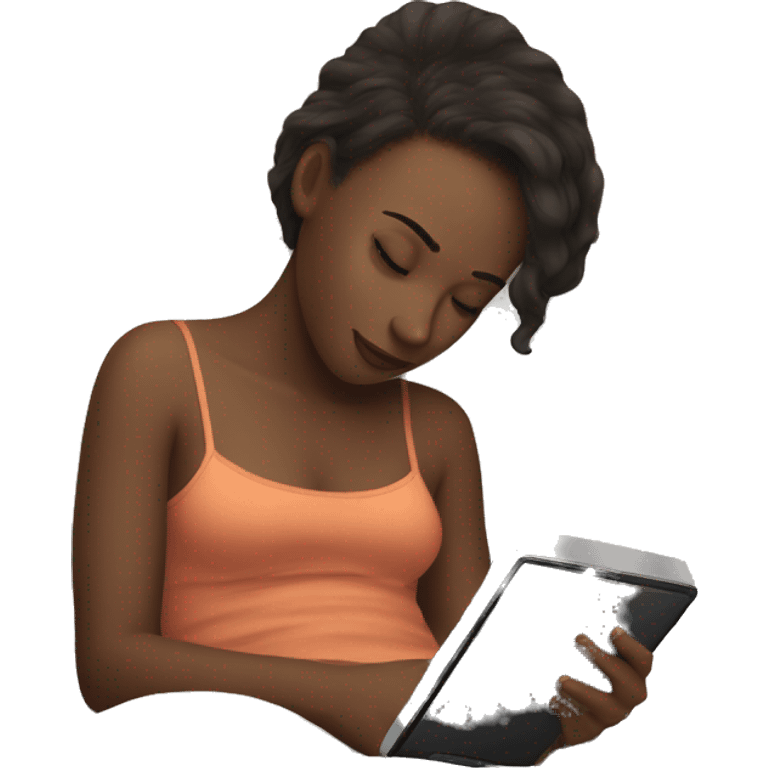 Girl in bed with kindle emoji