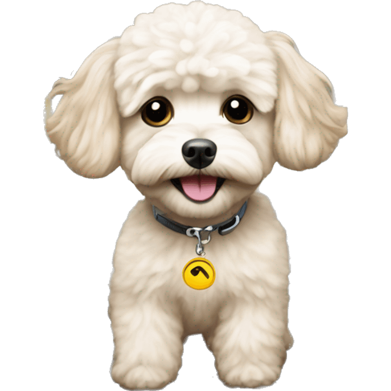 Maltipoo drives in a train emoji