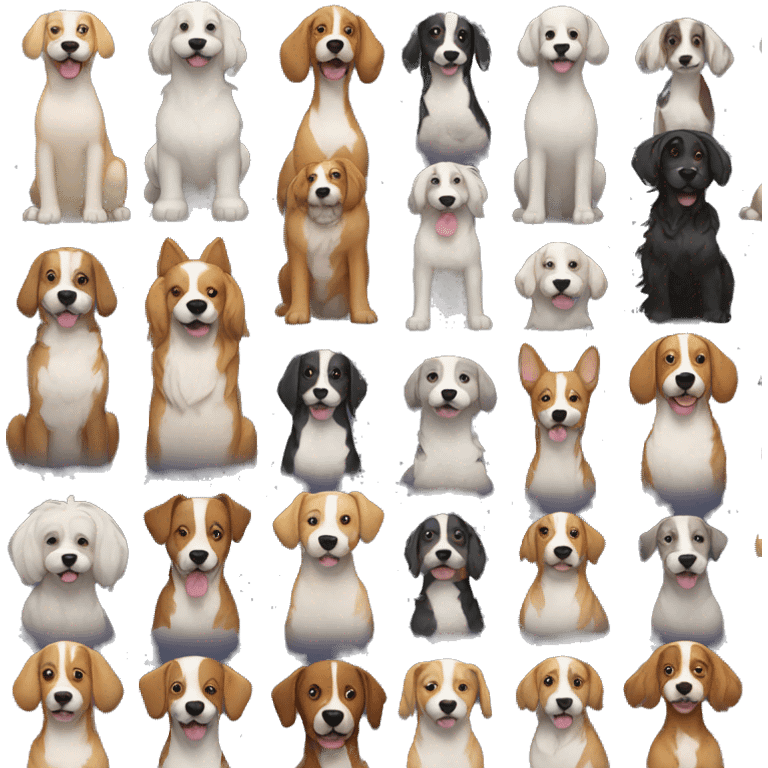 Variety of dogs standing in a line side by side  emoji