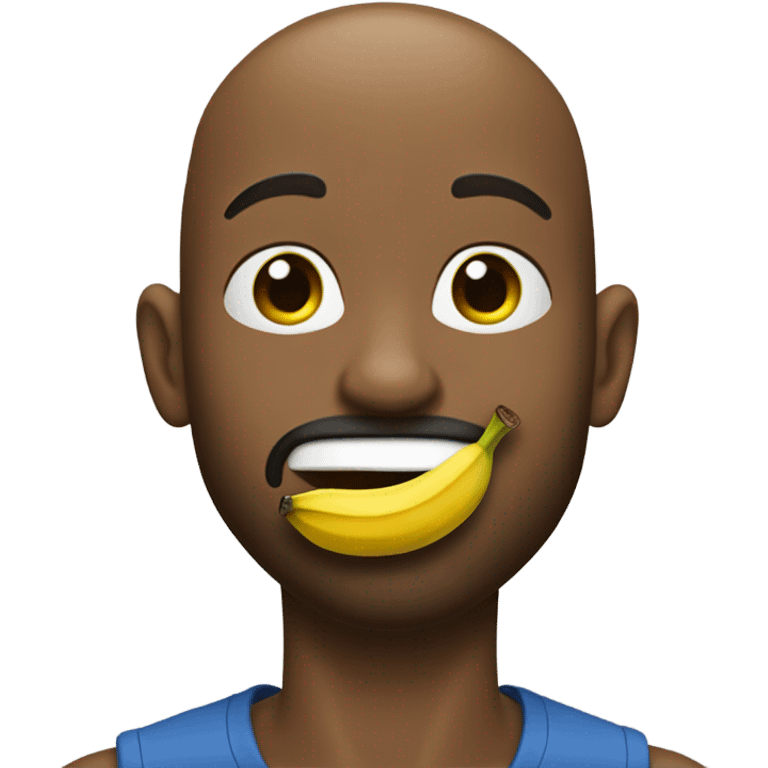 A bald, Black man with a beard and goatee blowing a kiss and a banana. emoji