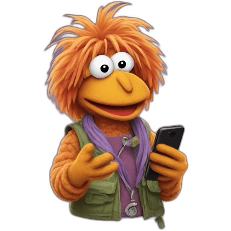 FRAGGLE with cellphone  emoji