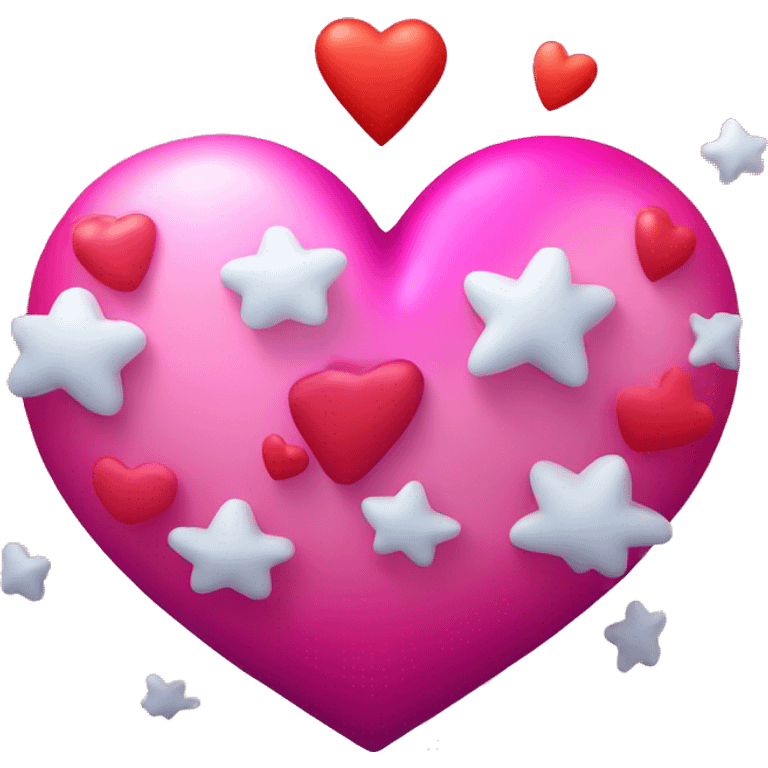 Create a custom emoji that combines the explosion shape of 💫 with the heart shape and pink/red gradient color of 🩷. The design should be modern, playful, and bold. Think of a heart-shaped burst of energy emoji