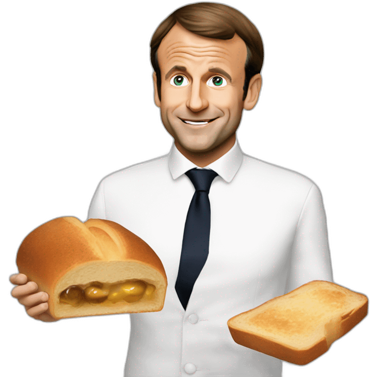 emmanuel macron eat a bread emoji