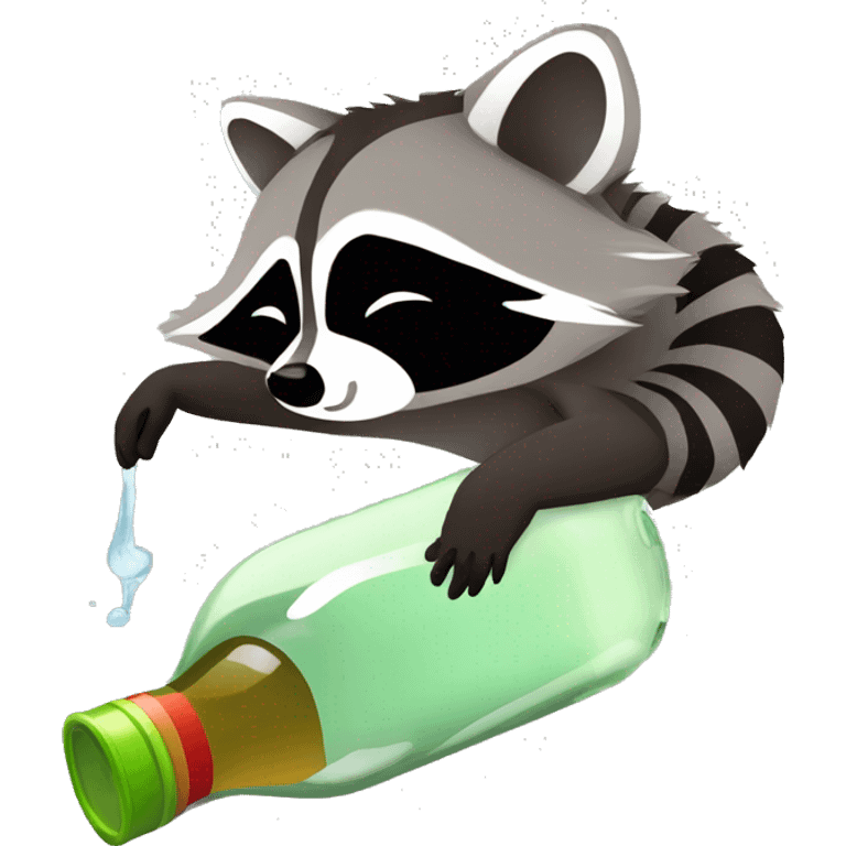 drunk raccoon lying on his back drinking from a bottle emoji