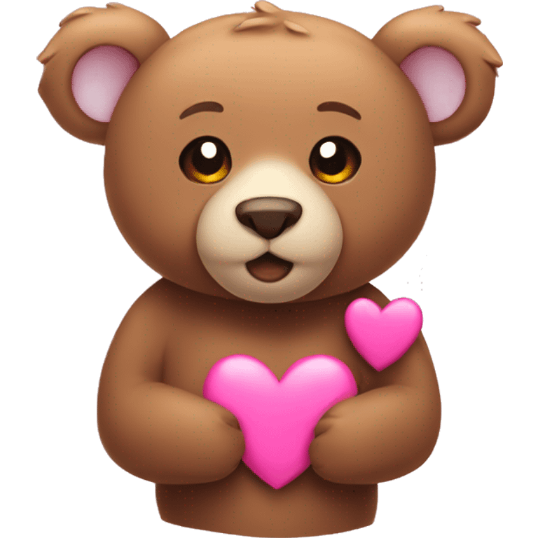 Bear with pink hearts emoji