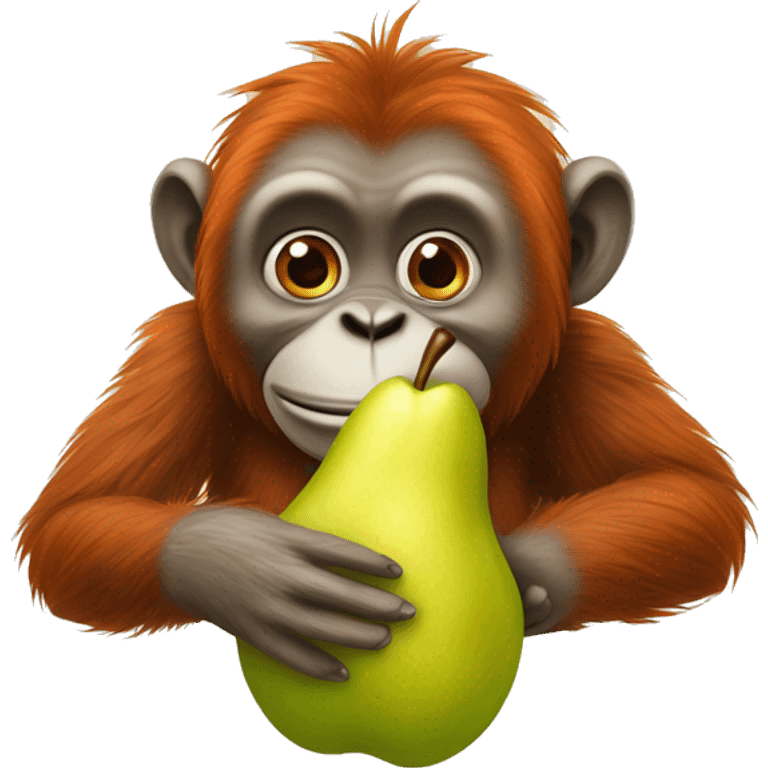 Orang utan holds one pear emoji