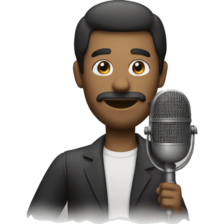 man dubbing behind a microphone  emoji