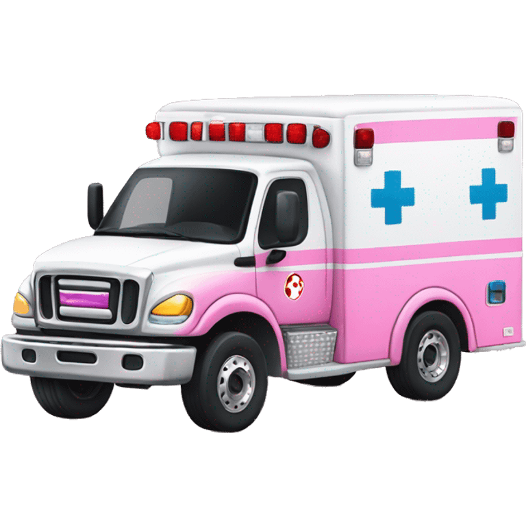 Full pink ambulance truck with glitter  emoji