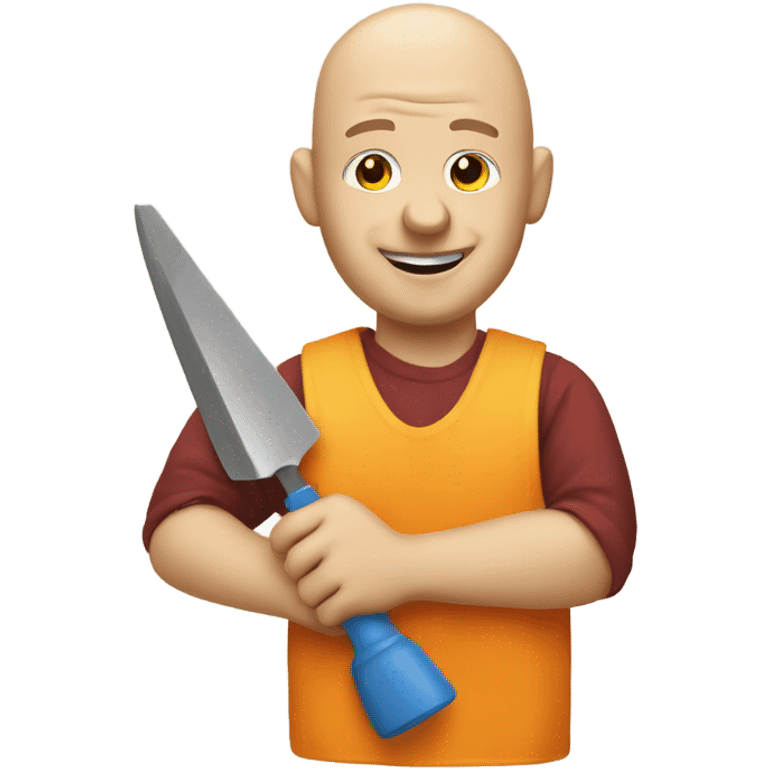 Bald man with wine glass and a plastering trowel in the other hand  emoji