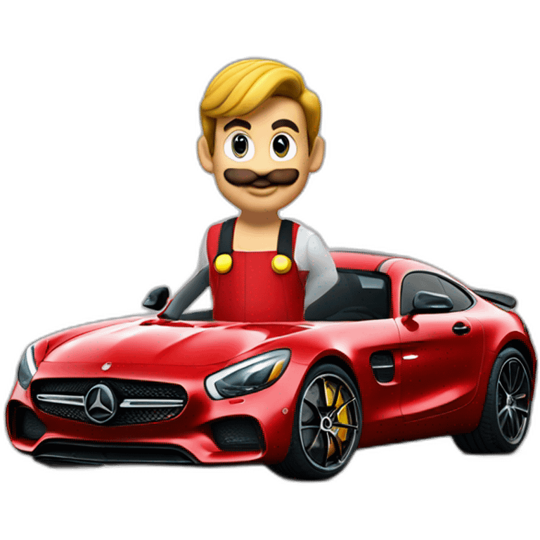 Mario on Mercedes AMG GT emoji