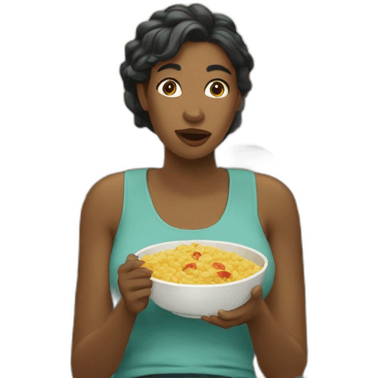 a black woman sitting and eating emoji