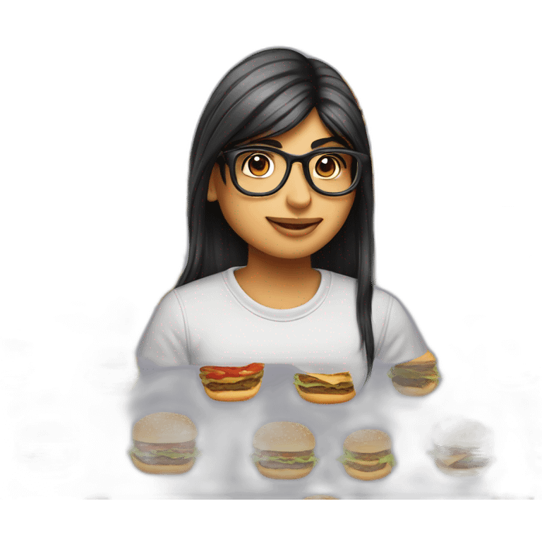 Mia khalifa prime qui mange un burgers emoji