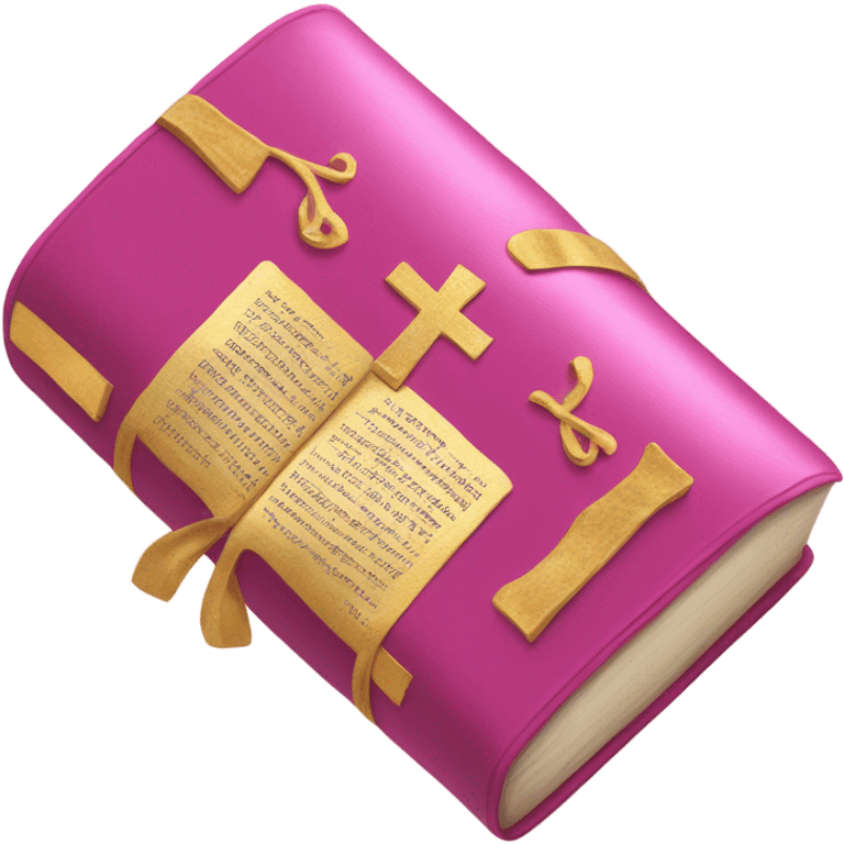 A pink and golden laced Bible emoji