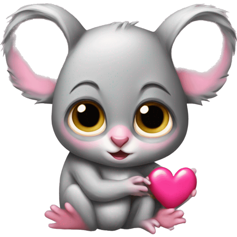 Bush baby and koala with pink heart  emoji