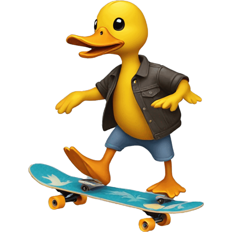 Duck riding a skateboard  emoji