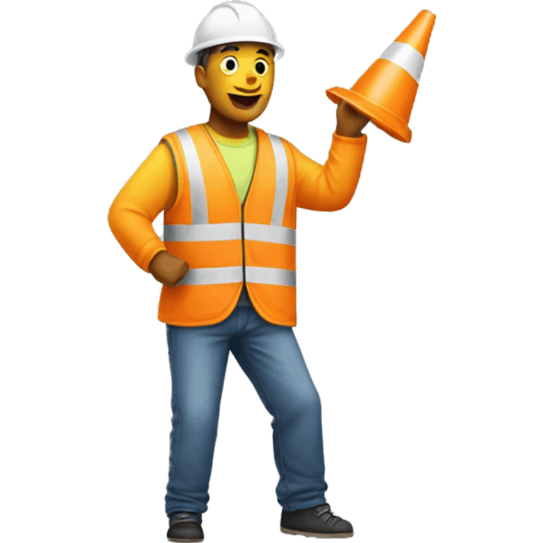 Dancing man with construction vest or cone emoji