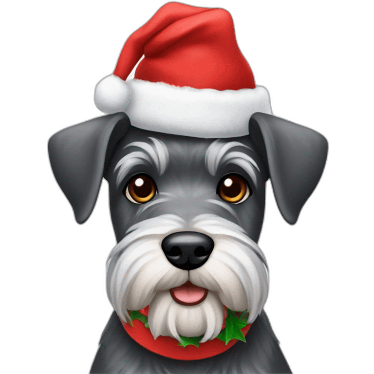 Schnauzer dog with christmas hat emoji