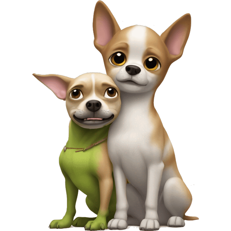 Shrek hugging chihuahua emoji