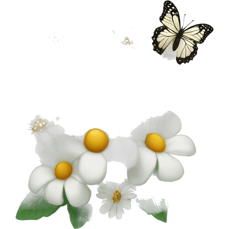 White bouquet with butterflies emoji