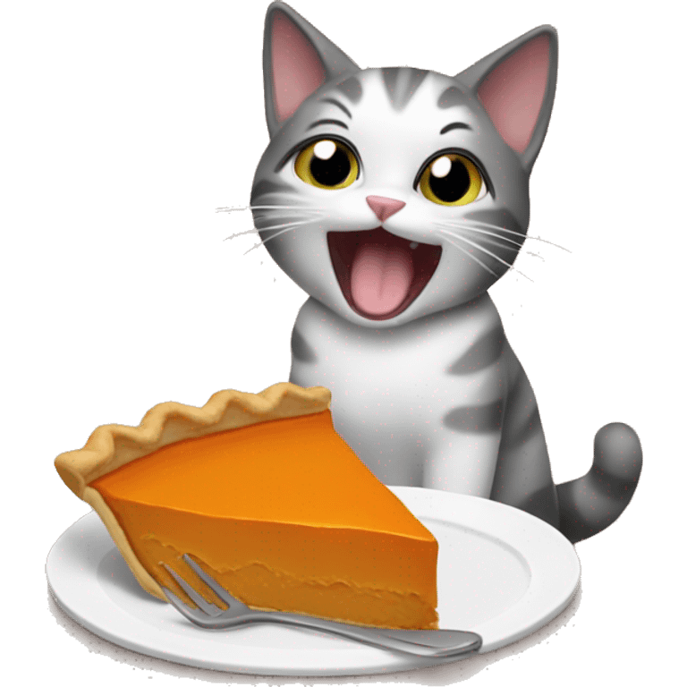 Cat eating pumpkin pie emoji