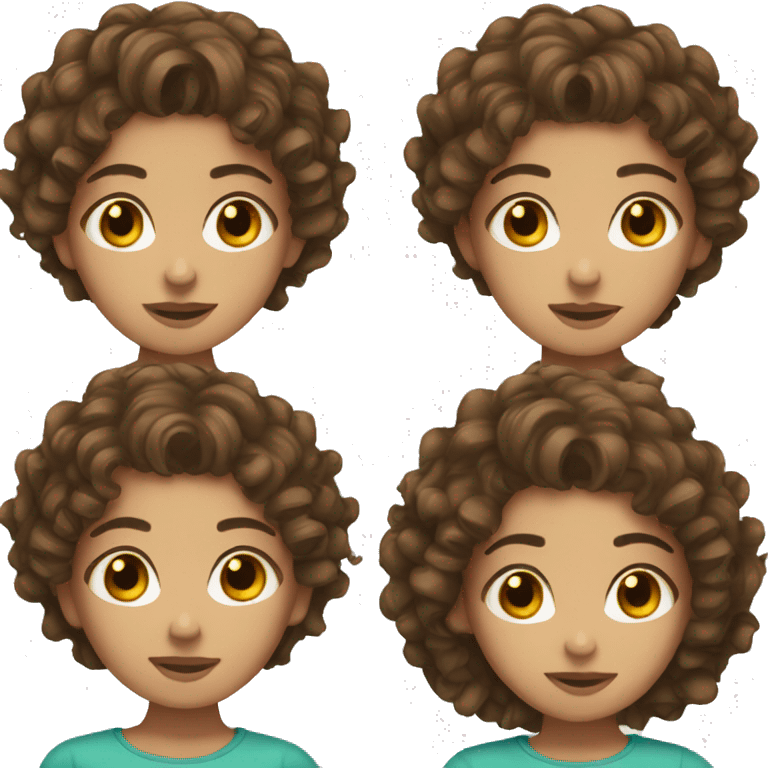 girl, brown hair, short hair, curly hair, brown eyes  emoji