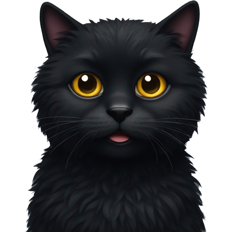 black fuzzy cat squeezed eyes emoji