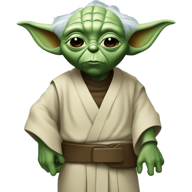 Master Yoda with a belt around his right arm, a blue serum with a into his lower arm emoji