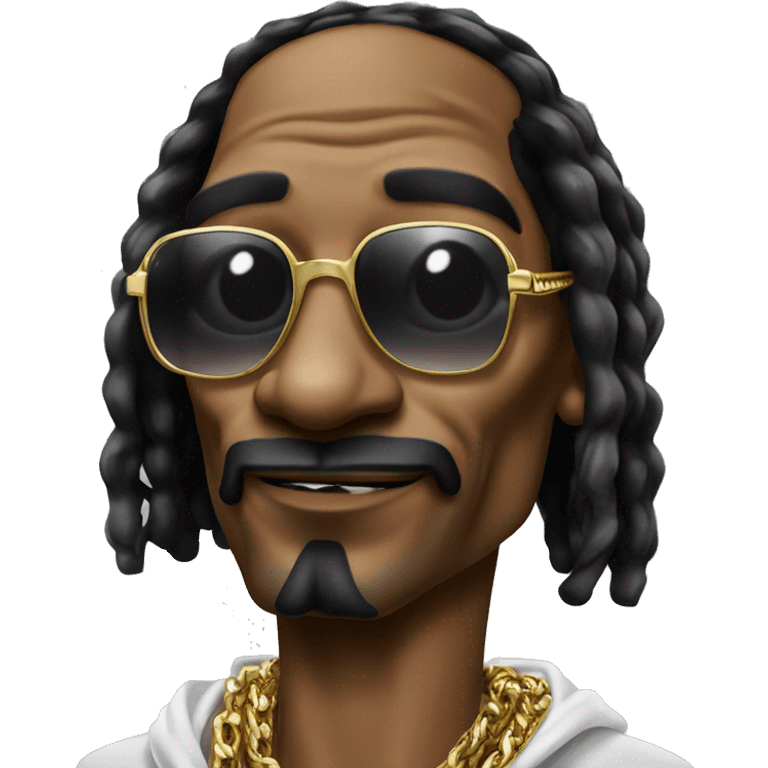 Snoop Dogg with gangsta face wearing sunglasses and fat cigar in mouth with gold chains  emoji